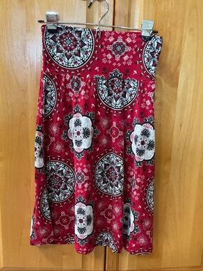 Red Medallion Print Skirt